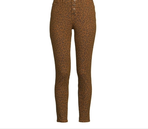 Time and Tru NEW Women's High Rise Skinny Leg Curvy Button Fly Animal Print 874 - Picture 3 of 7
